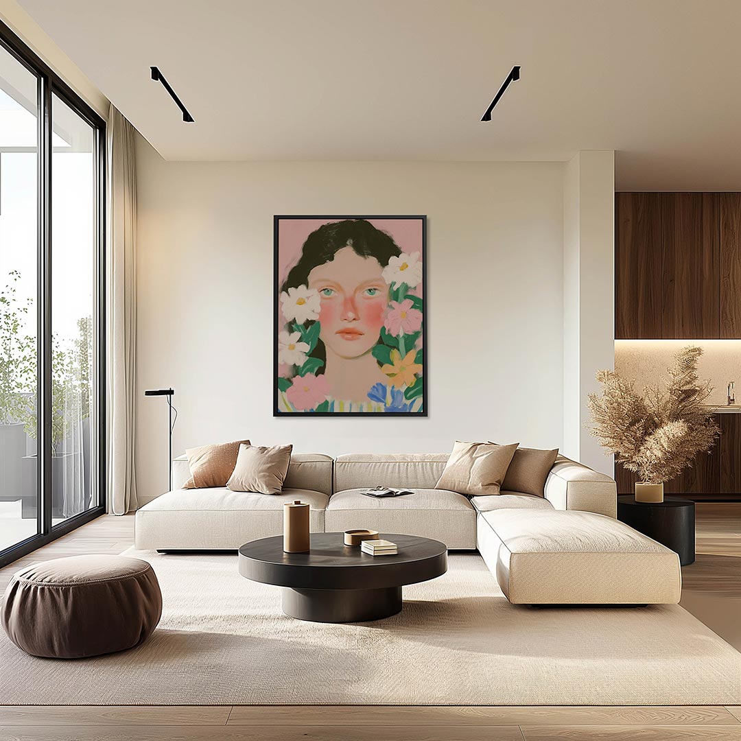Portret met bloemen Kunstwerk