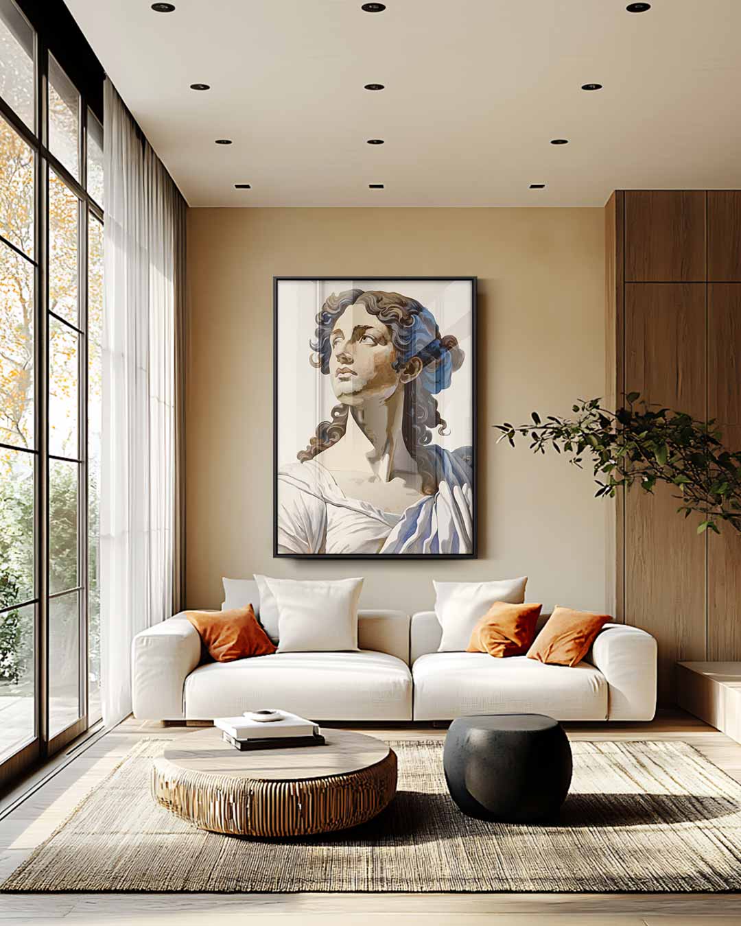 Klassieke Buste Met Krachtige Blik Kunstwerk-canvas-dibond-plexiglas-wanddecoratie-WallArtistic
