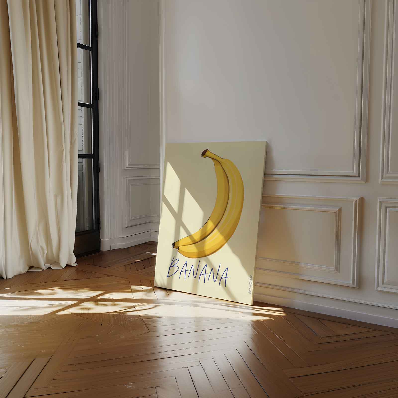 Kleurrijke Bananenillustratie Kunstwerk-canvas-dibond-plexiglas-wanddecoratie-WallArtistic