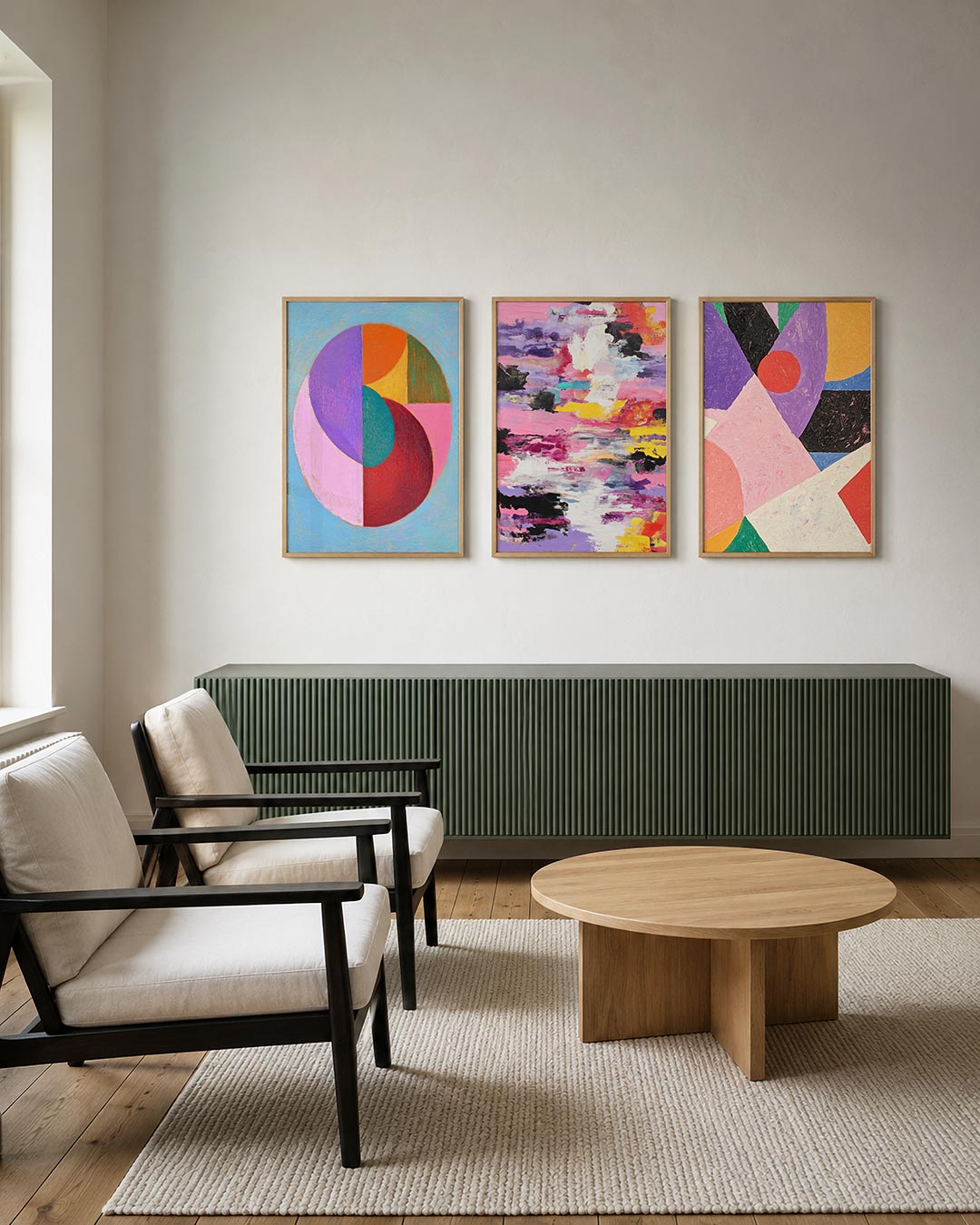 Kleurrijke cirkelcompositie Posterset