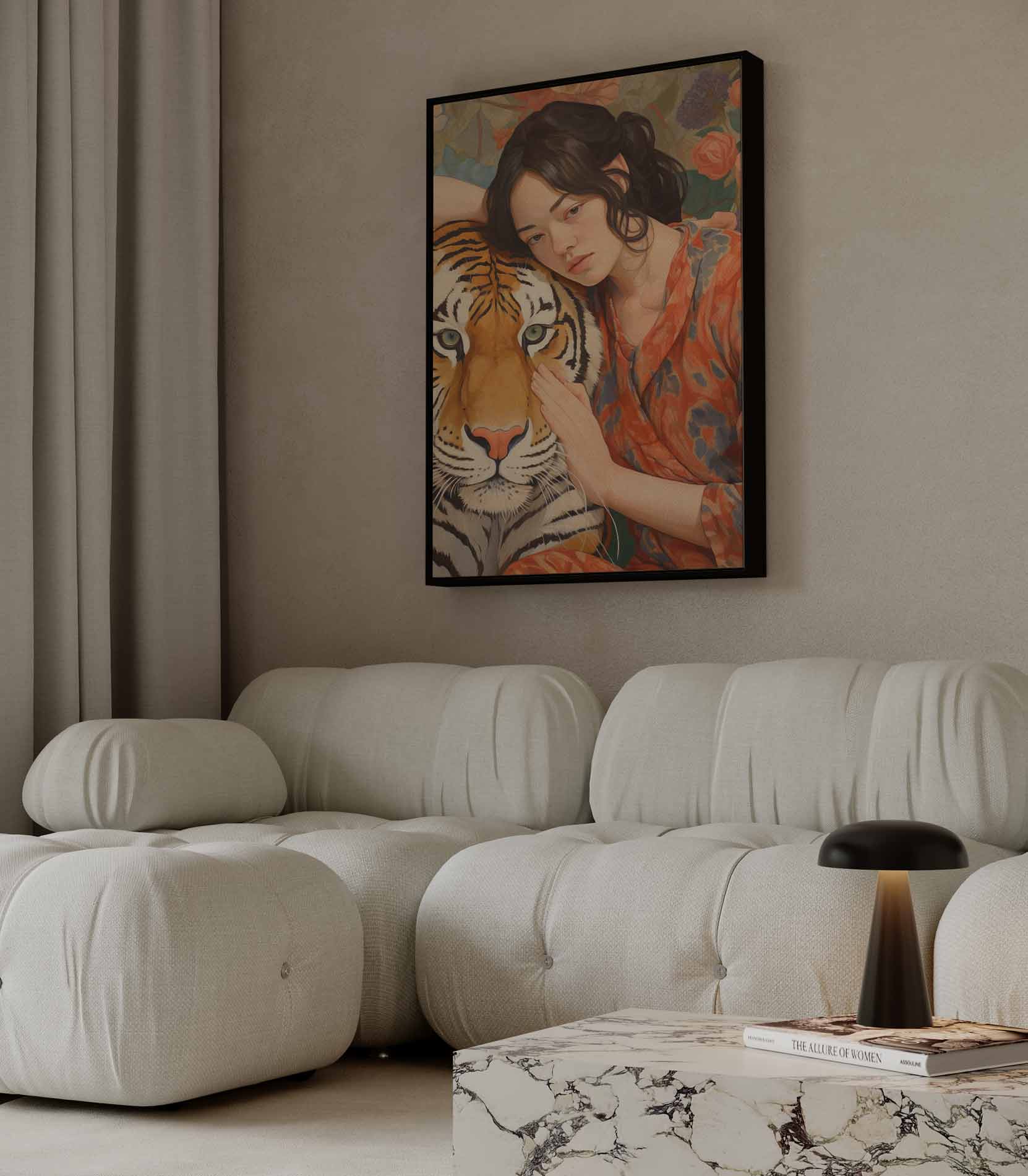 Betoverende Band tussen Mens en Tijger Kunstwerk-canvas-dibond-plexiglas-wanddecoratie-WallArtistic