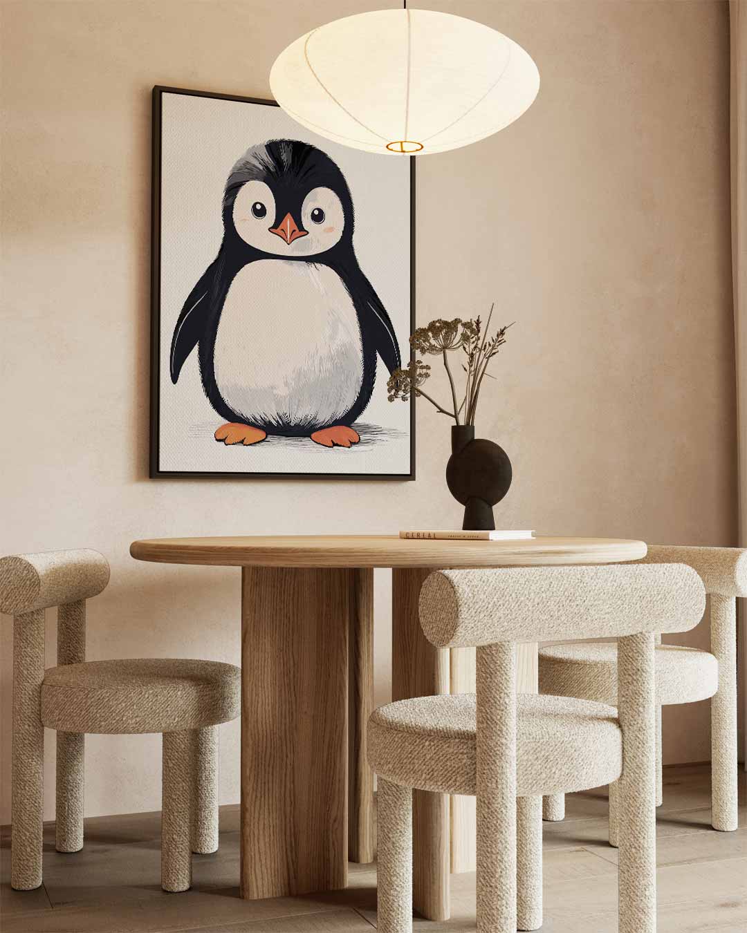 Schattige Pinguïn Illustratie Kunstwerk-canvas-dibond-plexiglas-wanddecoratie-WallArtistic
