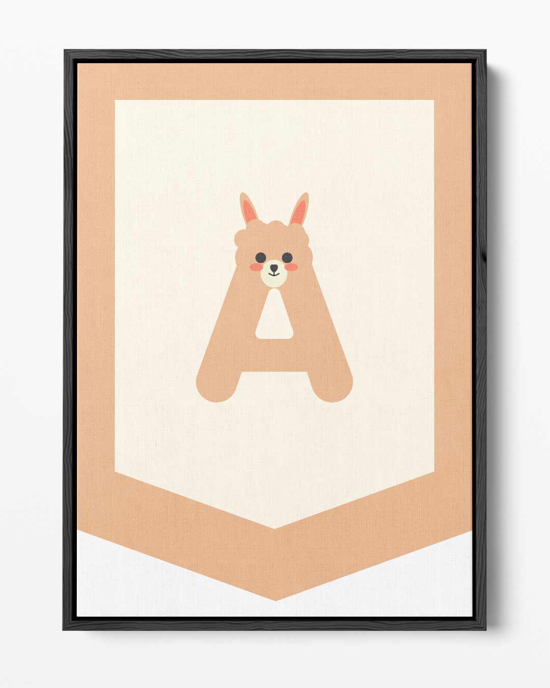 Schattige Alpaca Letter A Kunstwerk-canvas-dibond-plexiglas-wanddecoratie-WallArtistic