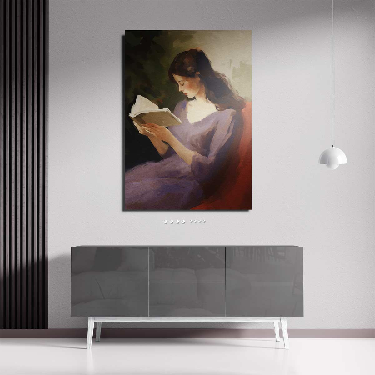 Lezende Vrouw in Rust Kunstwerk-canvas-dibond-plexiglas-wanddecoratie-WallArtistic