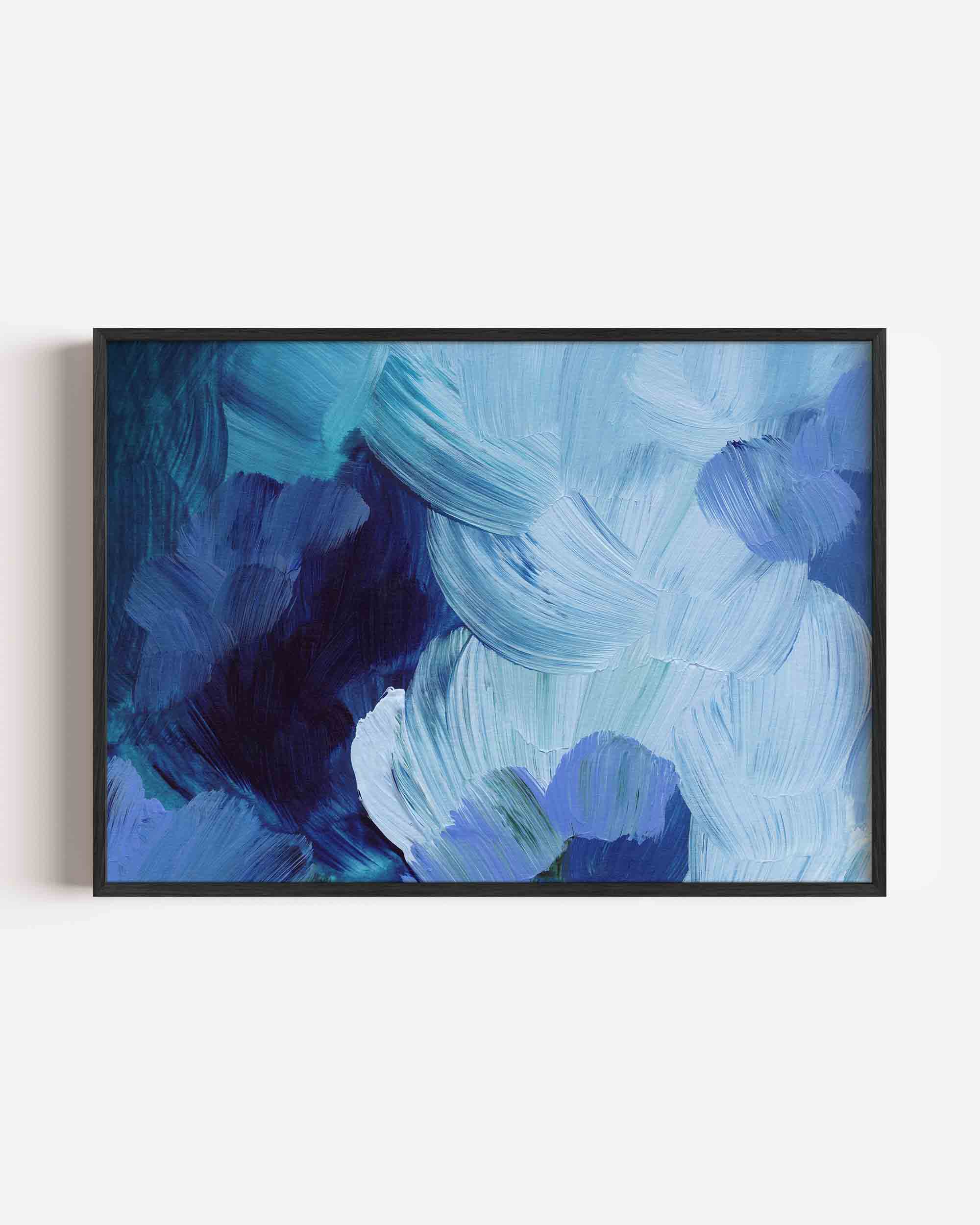 Abstracte blauwe penseelstreken Poster