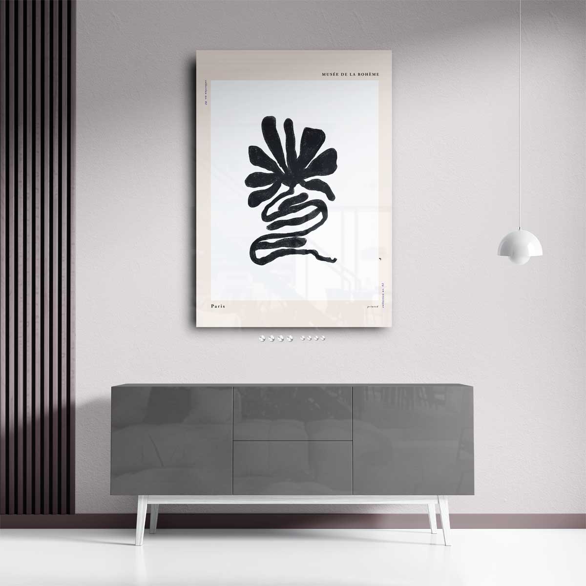 Organische Zwart-Wit Bloem Kunstwerk-canvas-dibond-plexiglas-wanddecoratie-WallArtistic