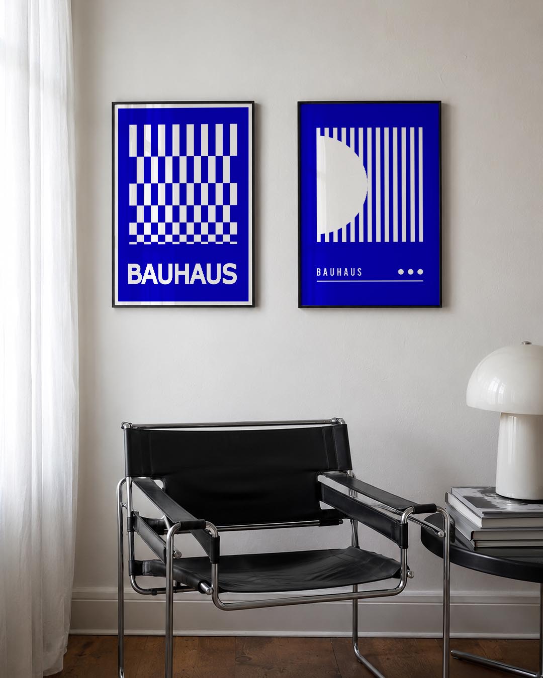 Blauw wit ritme Posterset