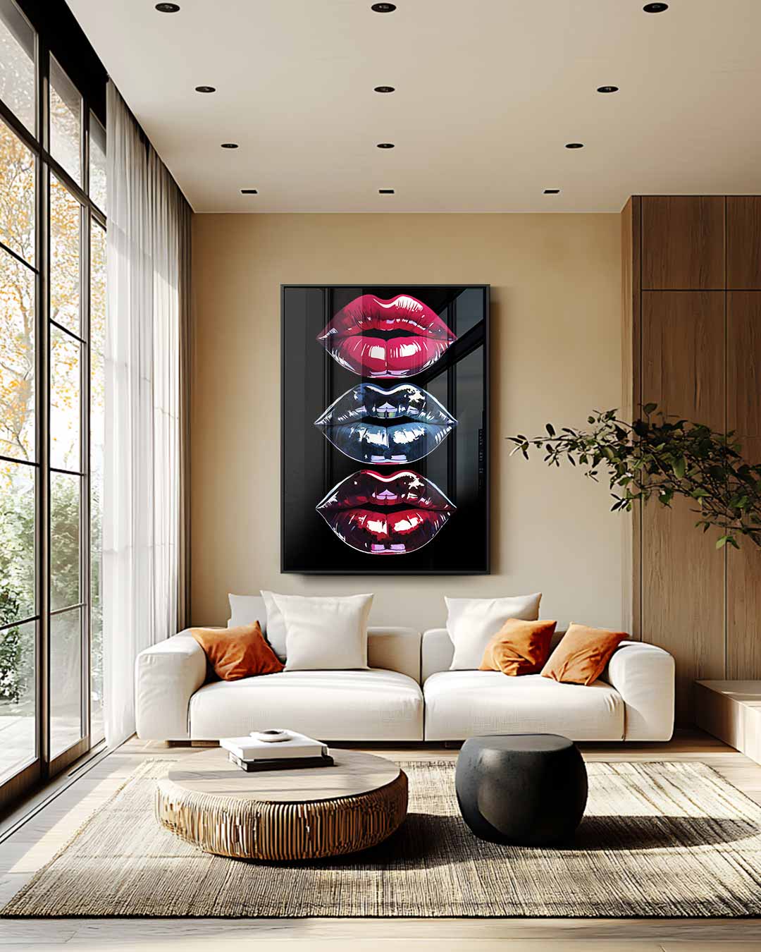 Kleurrijke Lippenkunst Kunstwerk-canvas-dibond-plexiglas-wanddecoratie-WallArtistic