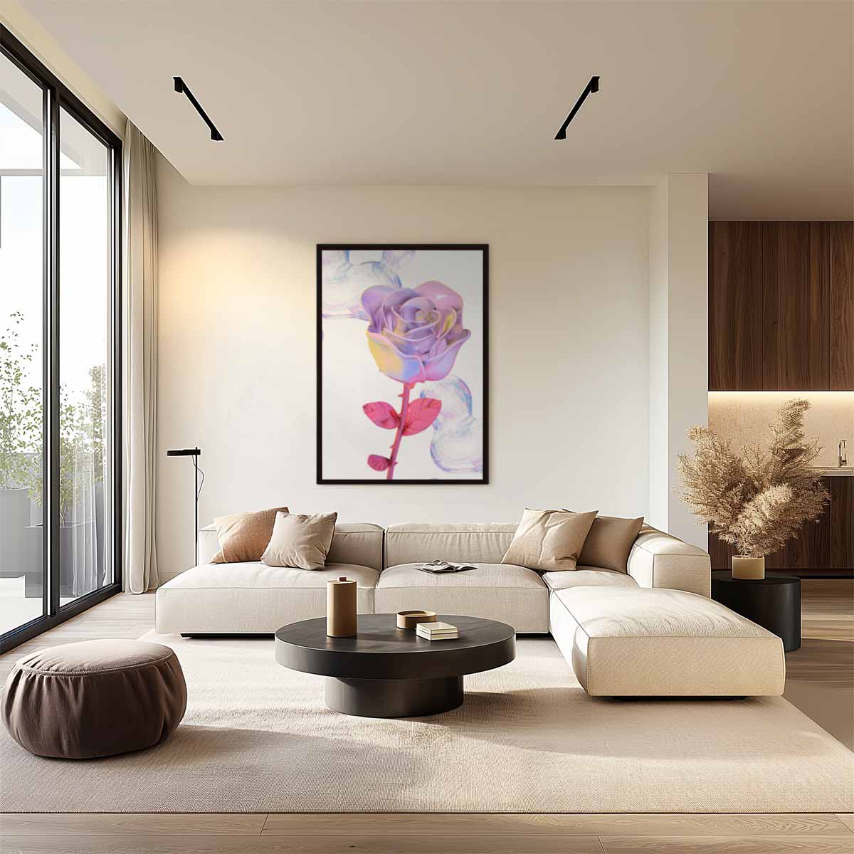 Magische Roos Sculptuur Kunstwerk-canvas-dibond-plexiglas-wanddecoratie-WallArtistic