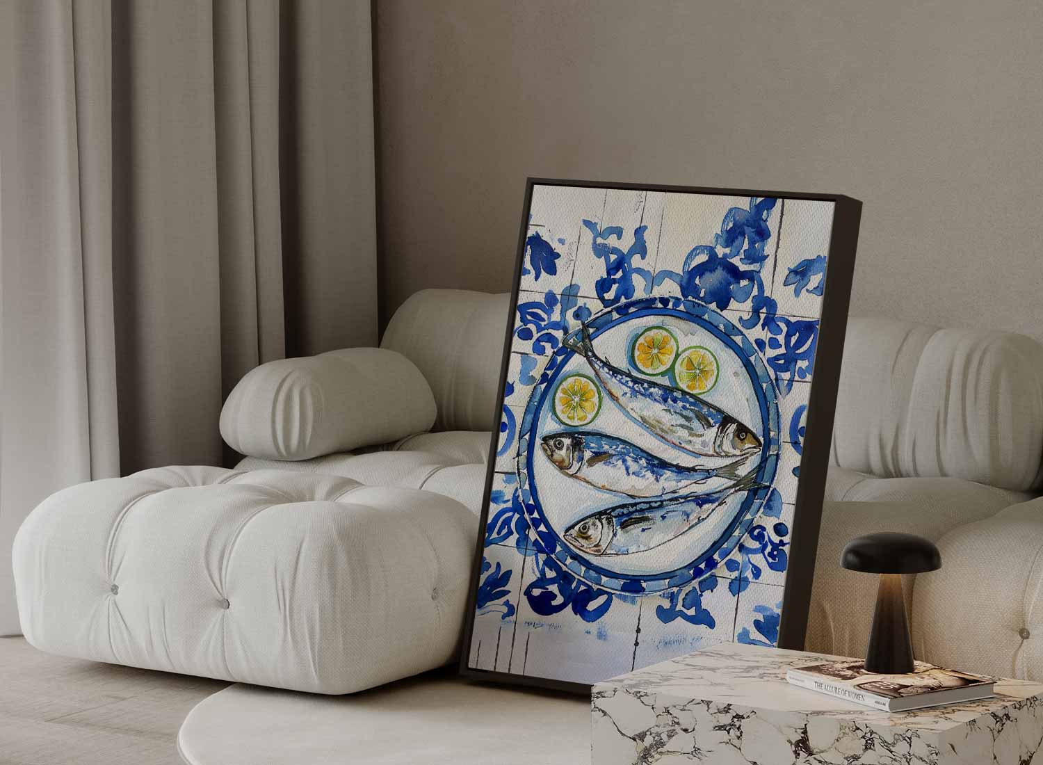 Vissersdromen in Blauw Kunstwerk-canvas-dibond-plexiglas-wanddecoratie-WallArtistic
