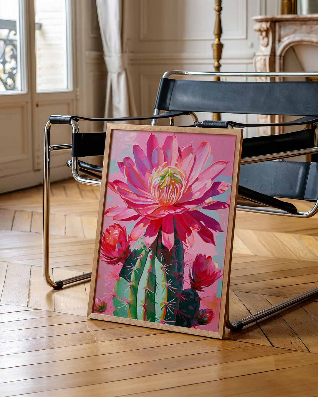 Bloeiende Cactus Kunstposter