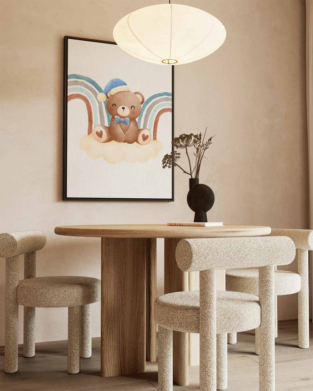 Slaapbeer op Regenboog Wolk Kunstwerk-canvas-dibond-plexiglas-wanddecoratie-WallArtistic