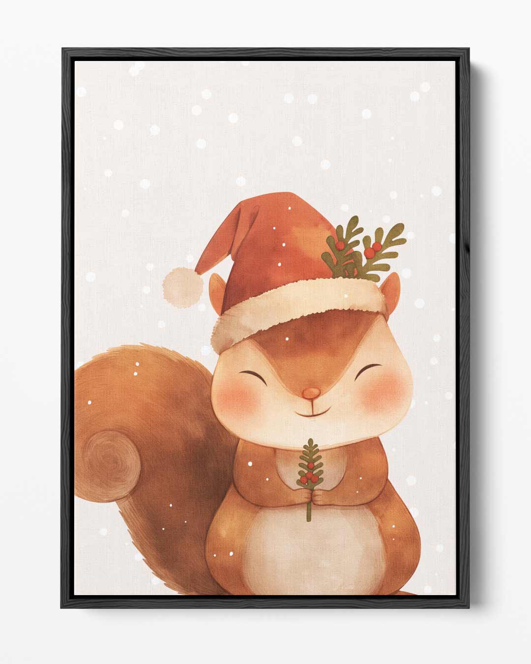 Vrolijk Eekhoorn Kerstkunstwerk Kunstwerk-canvas-dibond-plexiglas-wanddecoratie-WallArtistic
