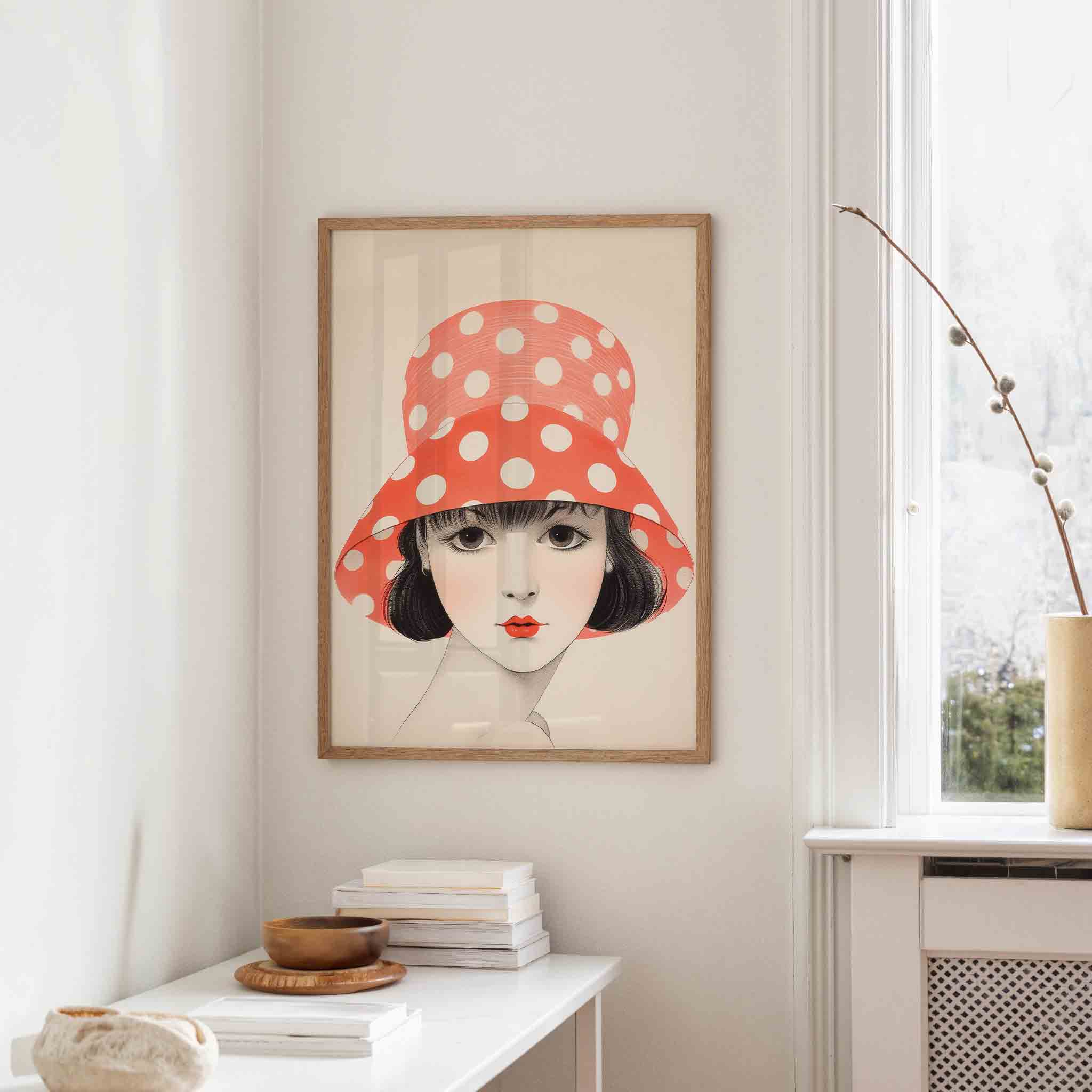 Vrouw met stippenhoed Poster