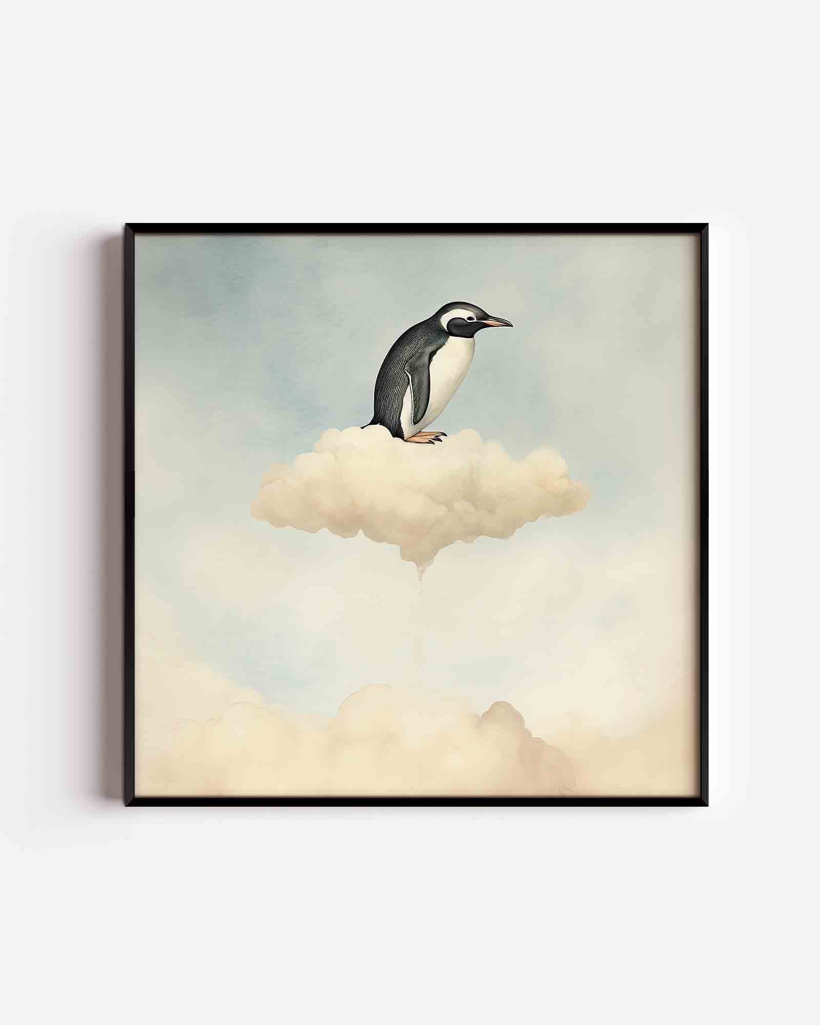Pinguïn op wolk Poster