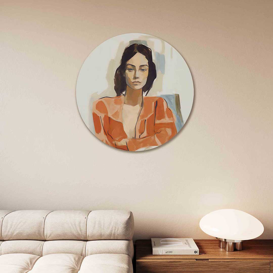 Vrouw in oranje Muurcirkel