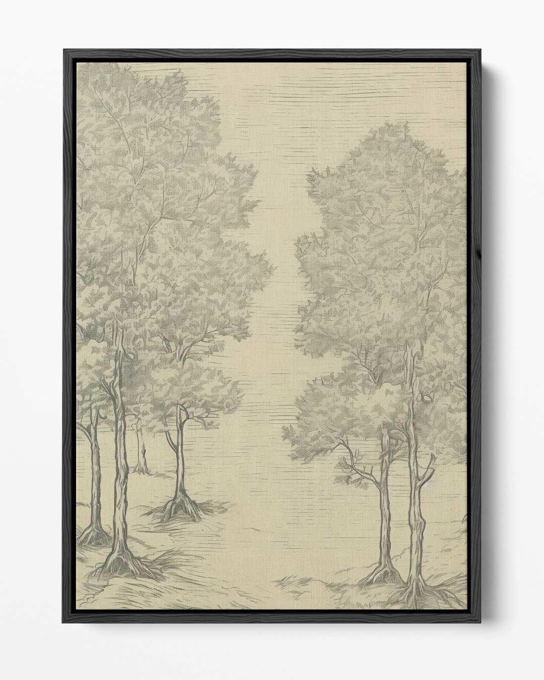 Boslandschap in Lijntekening Kunstwerk-canvas-dibond-plexiglas-wanddecoratie-WallArtistic