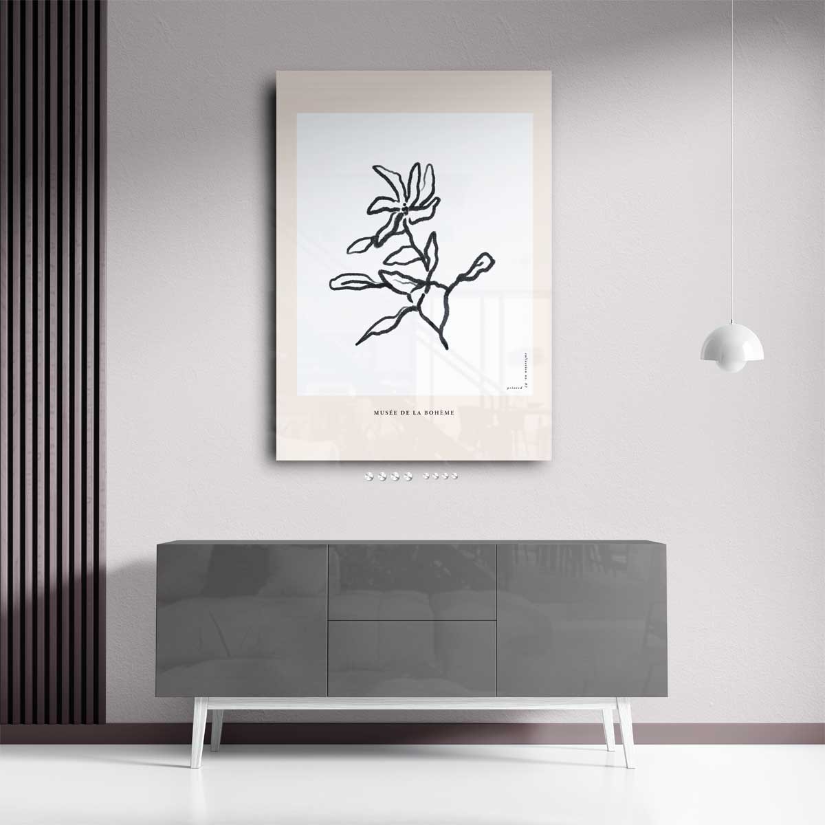 Elegante Bloemillustratie Kunstwerk-canvas-dibond-plexiglas-wanddecoratie-WallArtistic