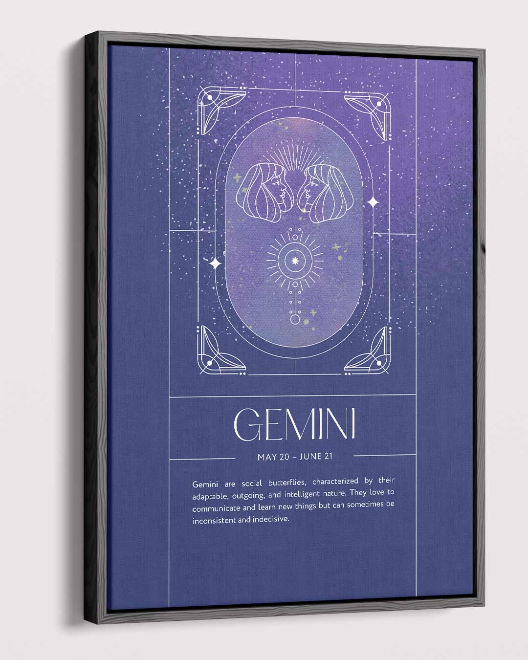 Mystieke Tweelingen Zodiac Ontwerp Kunstwerk-canvas-dibond-plexiglas-wanddecoratie-WallArtistic