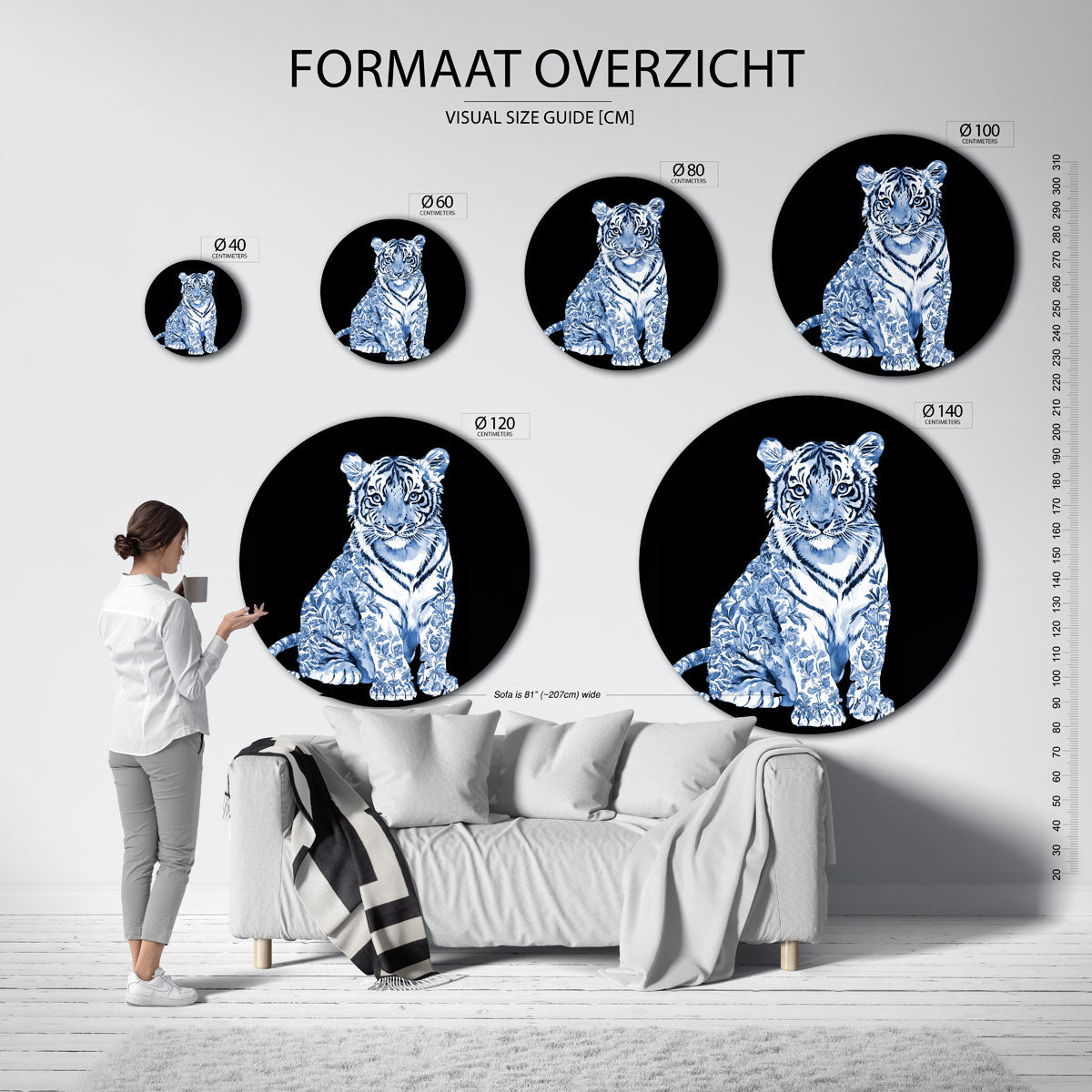 Blauwe tijger Muurcirkel