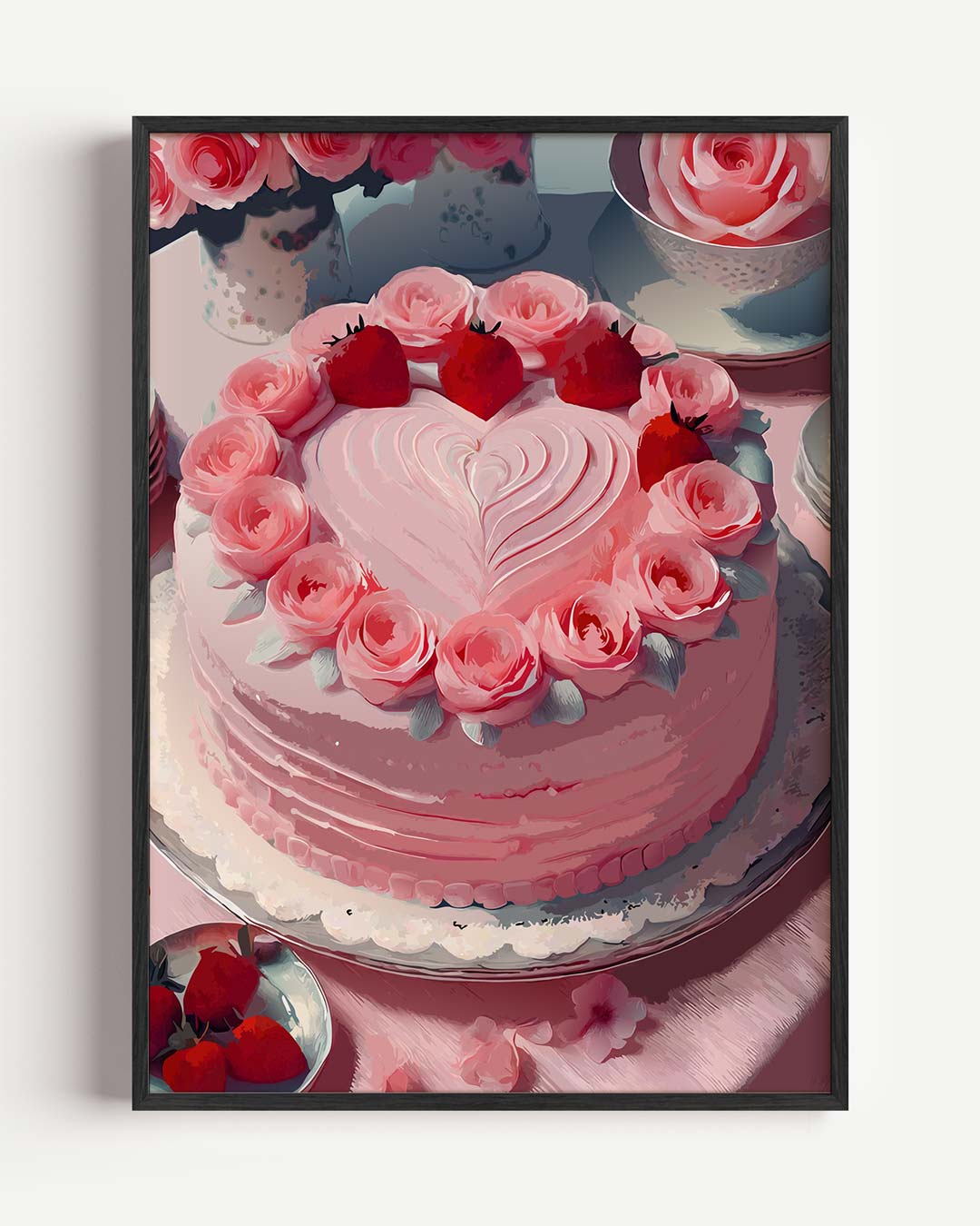 Romantische Rozen & Aardbeien Patisserie Poster