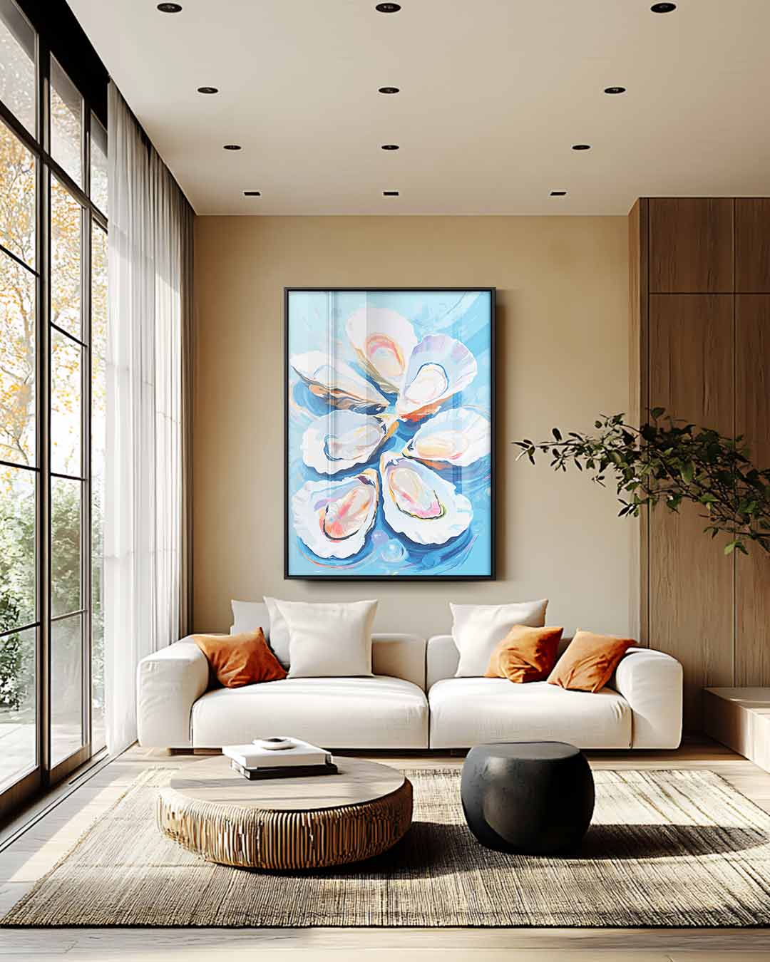 Vrolijke Oesters op Zee Kunstwerk-canvas-dibond-plexiglas-wanddecoratie-WallArtistic