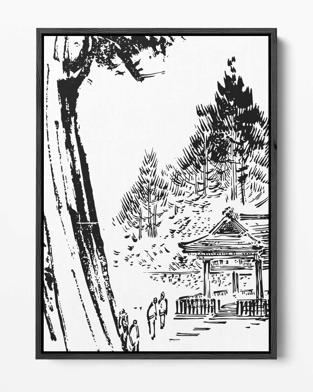 Zen Bos Tempel Illustratie Kunstwerk-canvas-dibond-plexiglas-wanddecoratie-WallArtistic