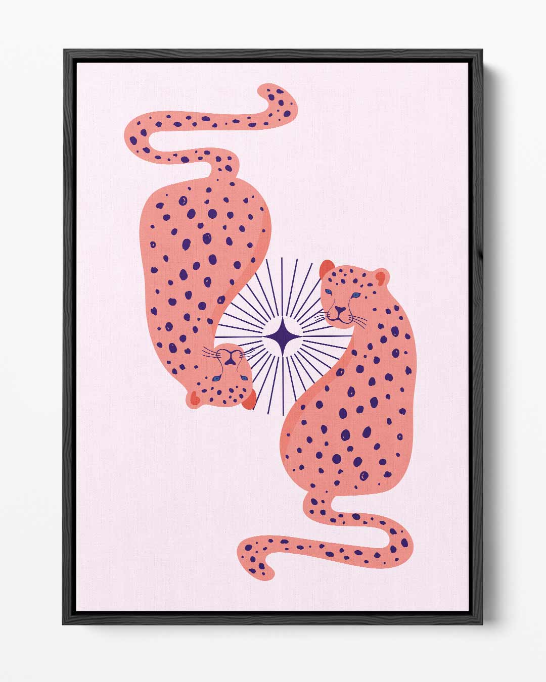 Dromerige Luipaarden op Roze Kunstwerk-canvas-dibond-plexiglas-wanddecoratie-WallArtistic