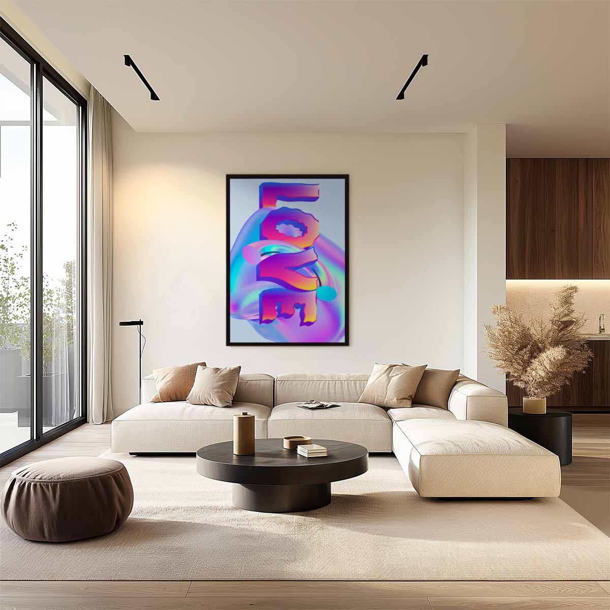 Kleurrijke Ineengestorte Vormen Kunstwerk-canvas-dibond-plexiglas-wanddecoratie-WallArtistic