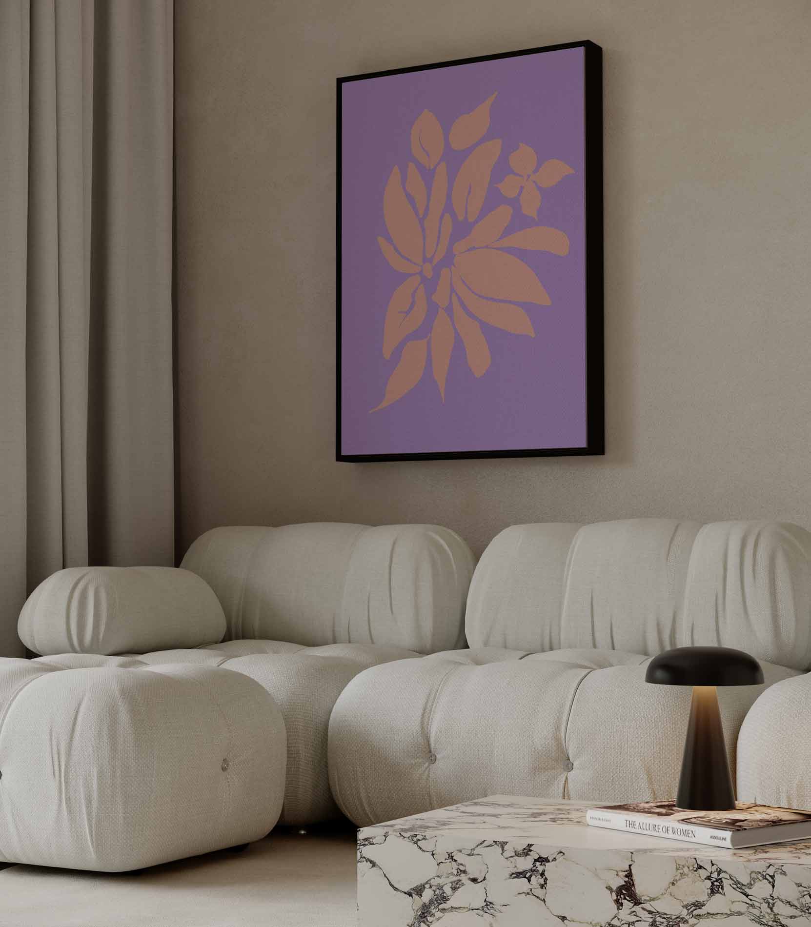 Bloemenpracht op Paars Kunstwerk-canvas-dibond-plexiglas-wanddecoratie-WallArtistic