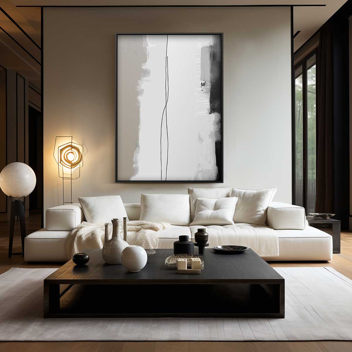 Minimalistische Abstracte Lijnkunst Kunstwerk-canvas-dibond-plexiglas-wanddecoratie-WallArtistic