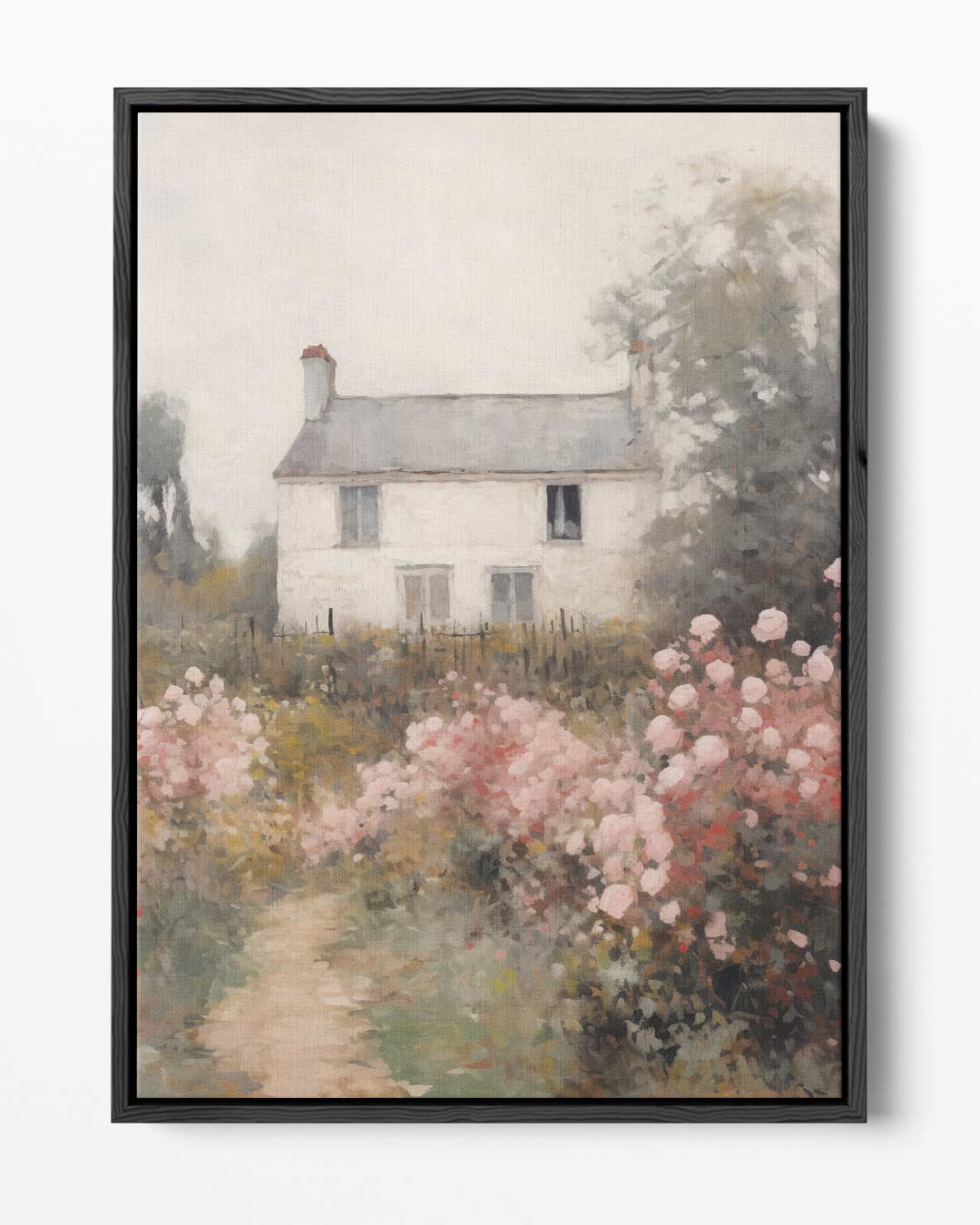 Romantisch Landhuis met Rozentuin Kunstwerk-canvas-dibond-plexiglas-wanddecoratie-WallArtistic