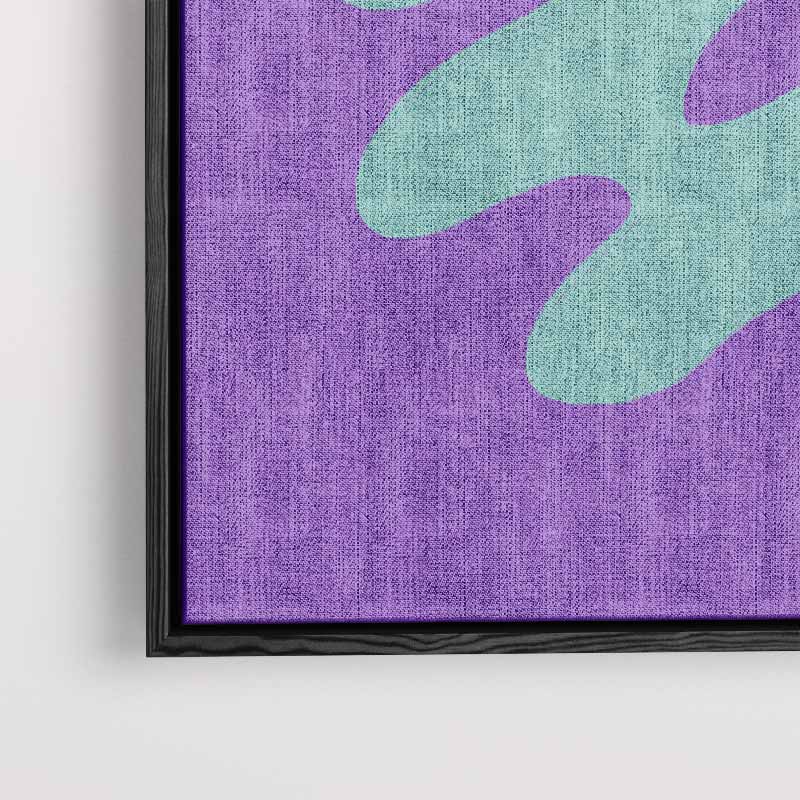 Abstracte Blauwe Vormen op Paars Kunstwerk-canvas-dibond-plexiglas-wanddecoratie-WallArtistic