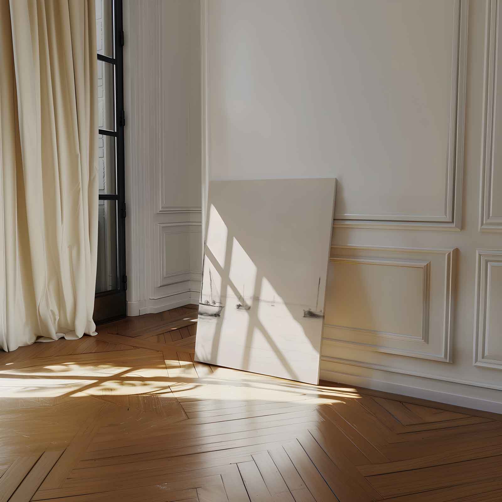 Rustige Zeilboten op de Horizon Kunstwerk-canvas-dibond-plexiglas-wanddecoratie-WallArtistic