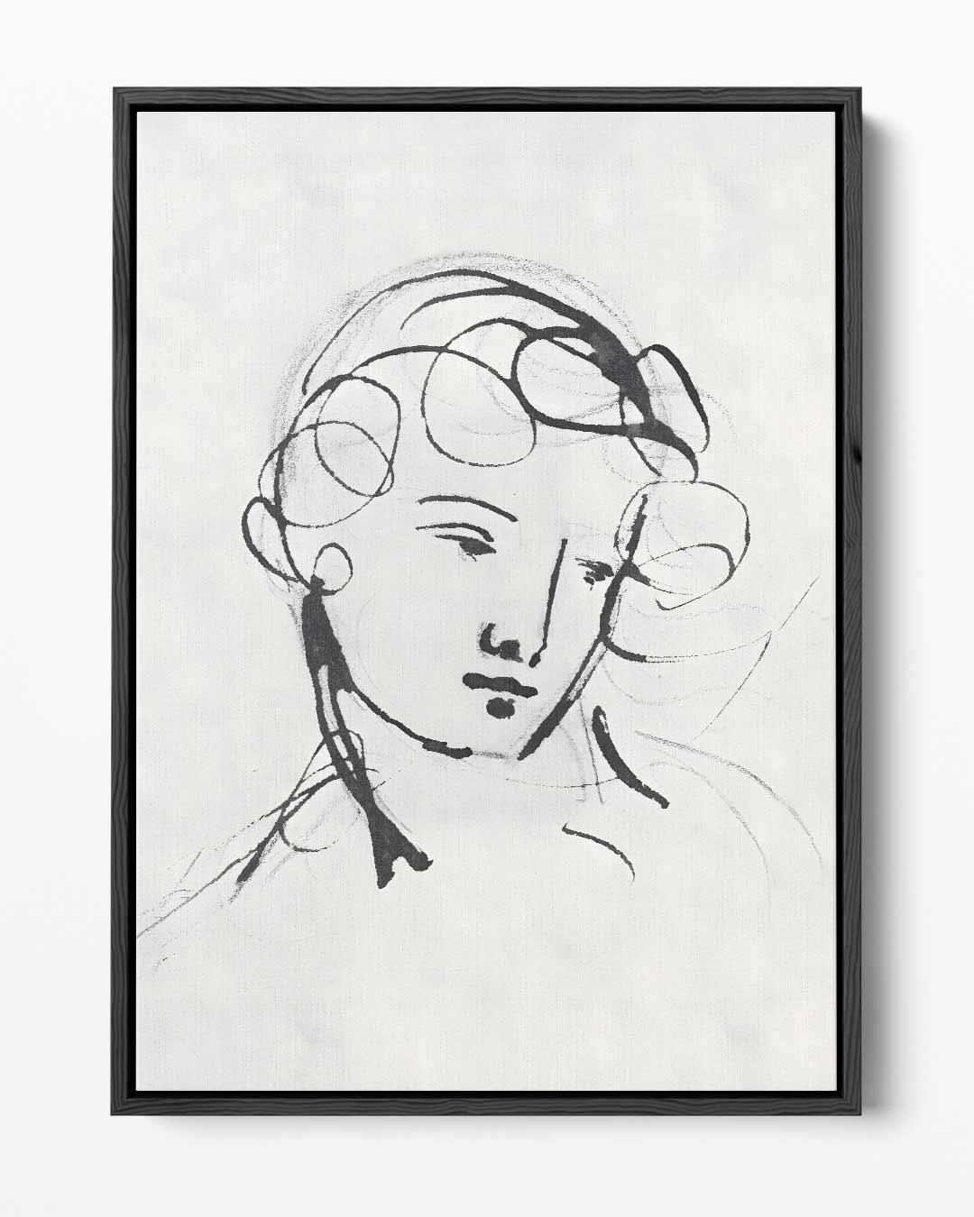 Elegante Lijntekening Portret Kunstwerk-canvas-dibond-plexiglas-wanddecoratie-WallArtistic
