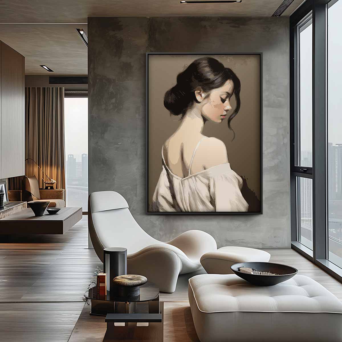 Elegant Zijaanzicht Portret Kunstwerk-canvas-dibond-plexiglas-wanddecoratie-WallArtistic