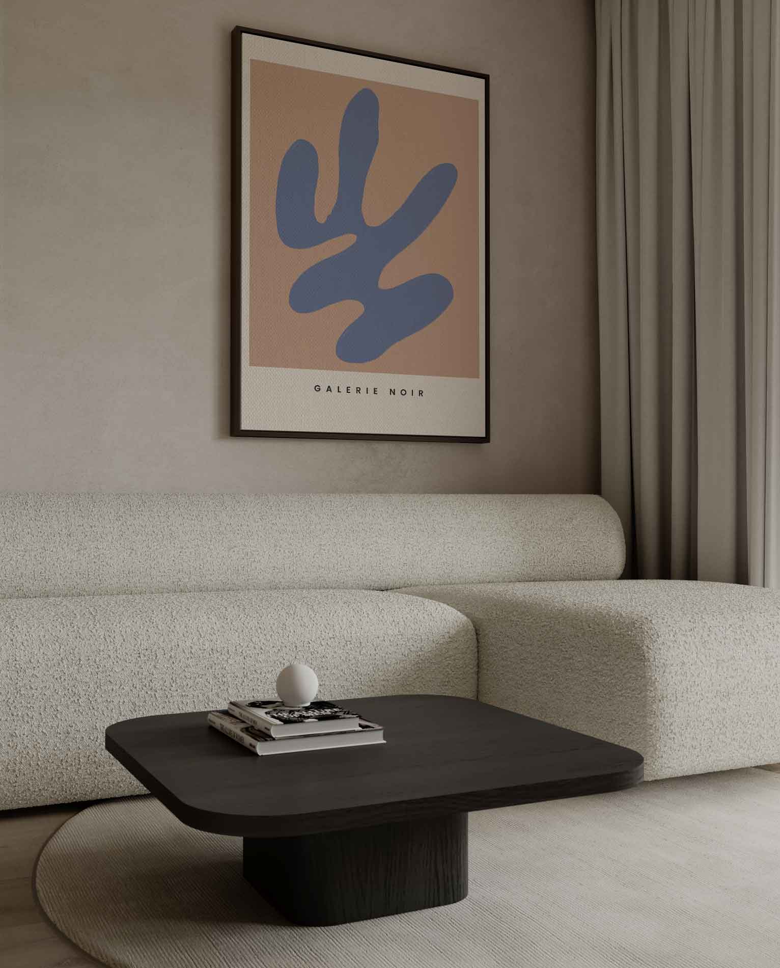 Blauwe Abstractie op Nude Kunstwerk-canvas-dibond-plexiglas-wanddecoratie-WallArtistic