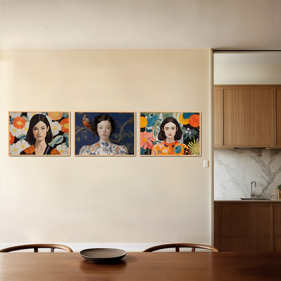 Bloemen en portret Posterset