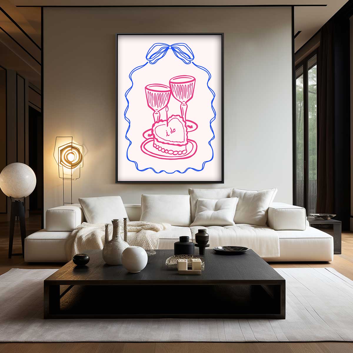 Romantische Toast Illustratie Kunstwerk-canvas-dibond-plexiglas-wanddecoratie-WallArtistic
