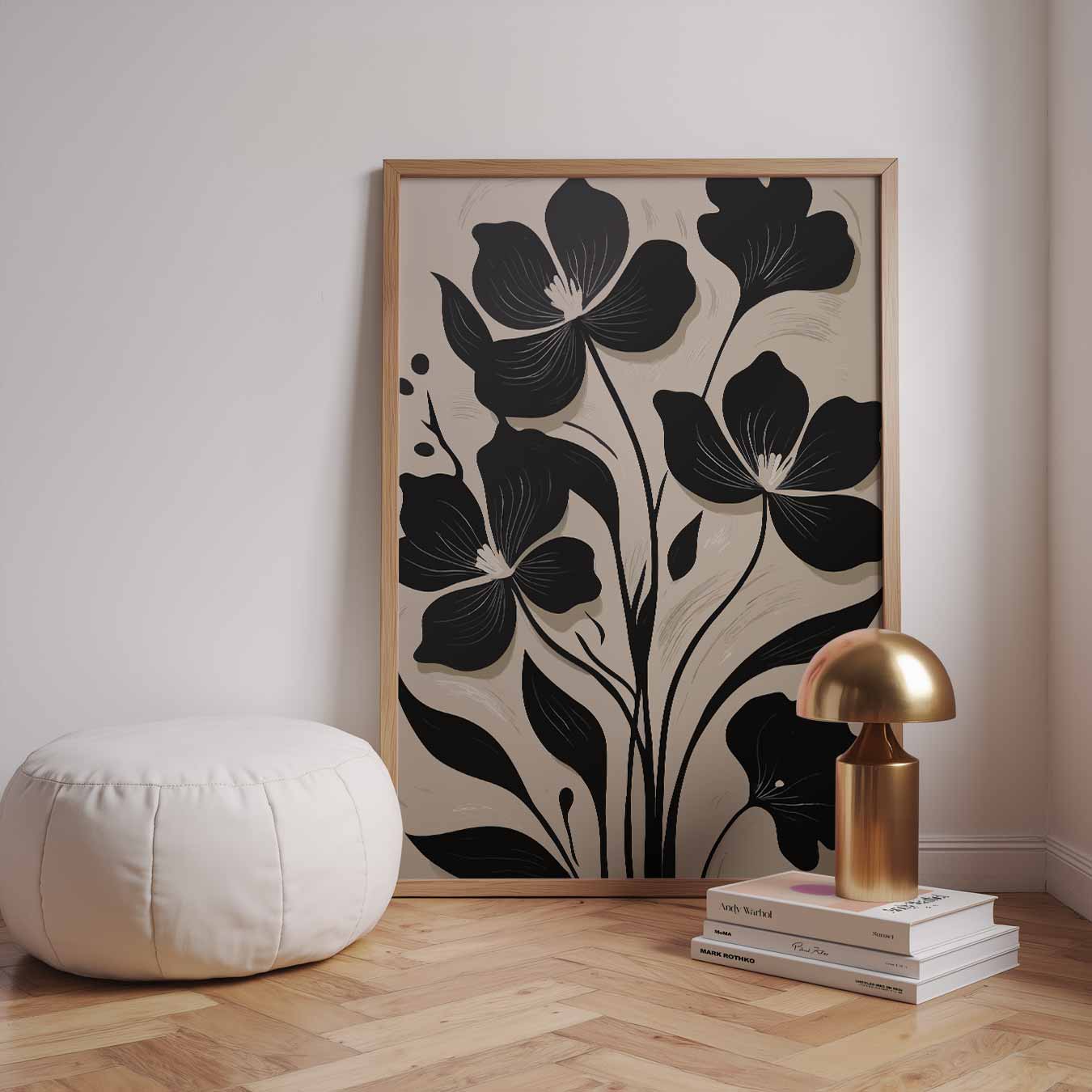 Stijlvolle Zwarte Bloemillustratie Poster