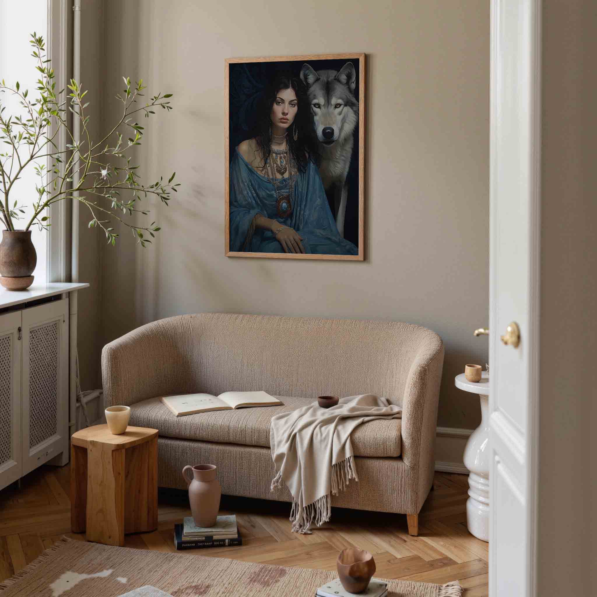 Vrouw en wolf Poster