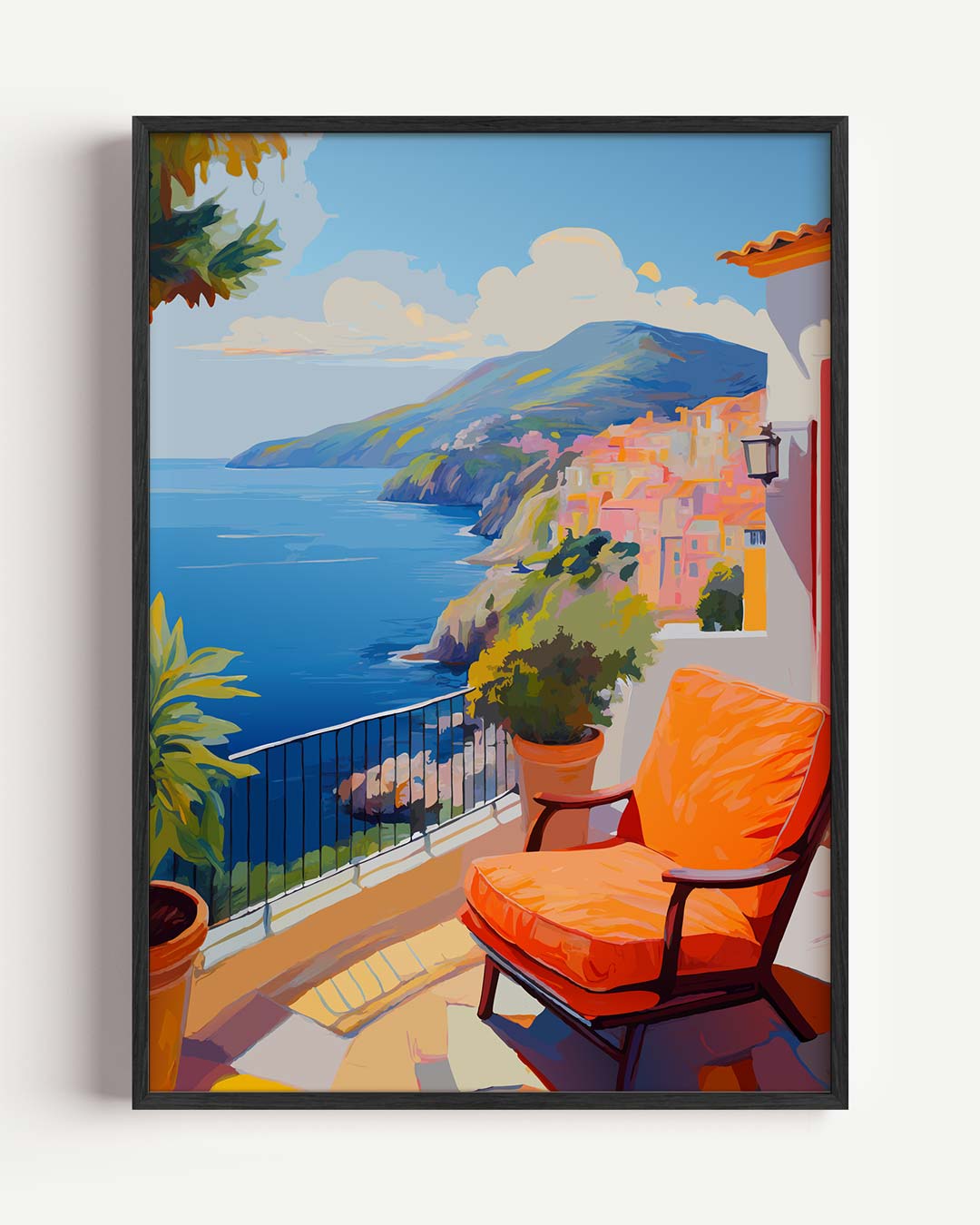 Zonnige Terras aan de Kust Poster