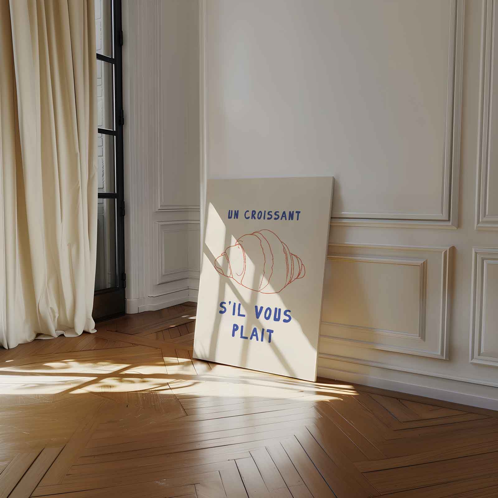 Charmante Croissant Illustratie Kunstwerk-canvas-dibond-plexiglas-wanddecoratie-WallArtistic