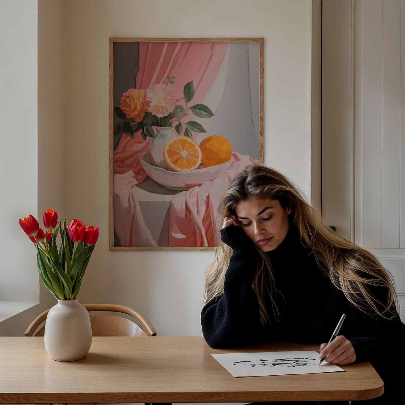 Vrolijke Citrus en Bloemen Poster