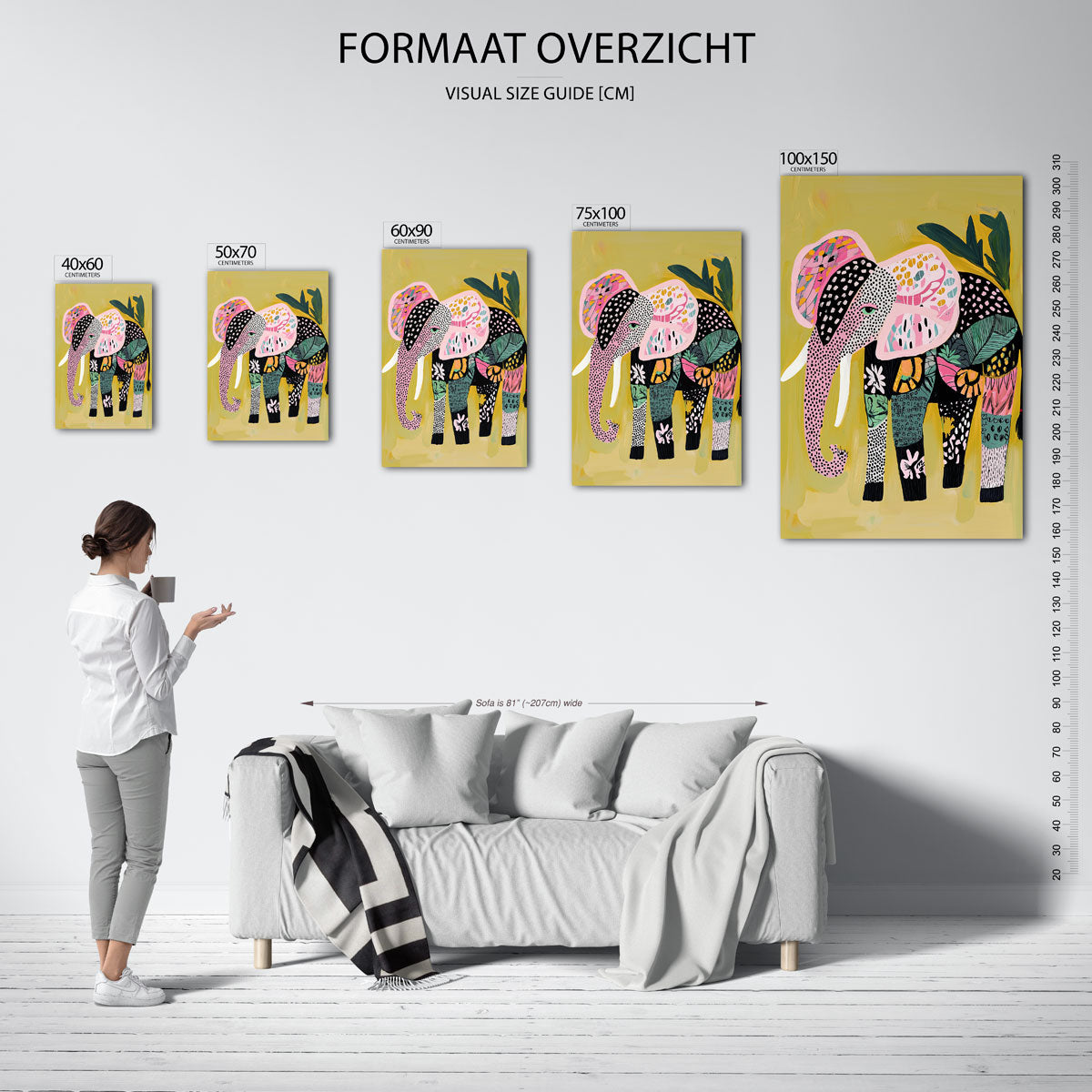 Kleurrijke olifant Kunstwerk