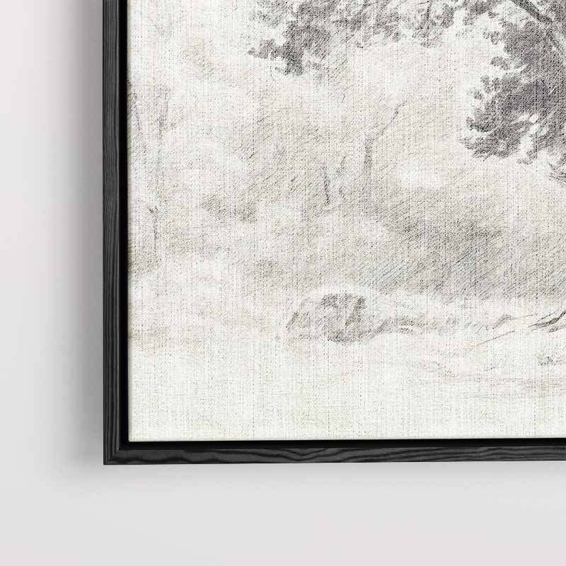 Sereen Boslandschap in Potlood Kunstwerk-canvas-dibond-plexiglas-wanddecoratie-WallArtistic
