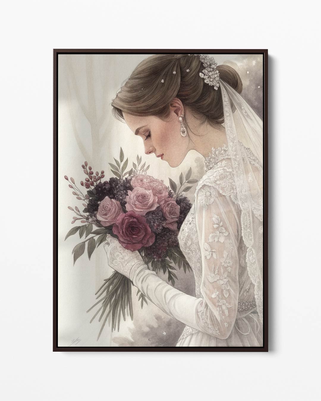 Romantisch Bruidsportret Kunstwerk-canvas-dibond-plexiglas-wanddecoratie-WallArtistic