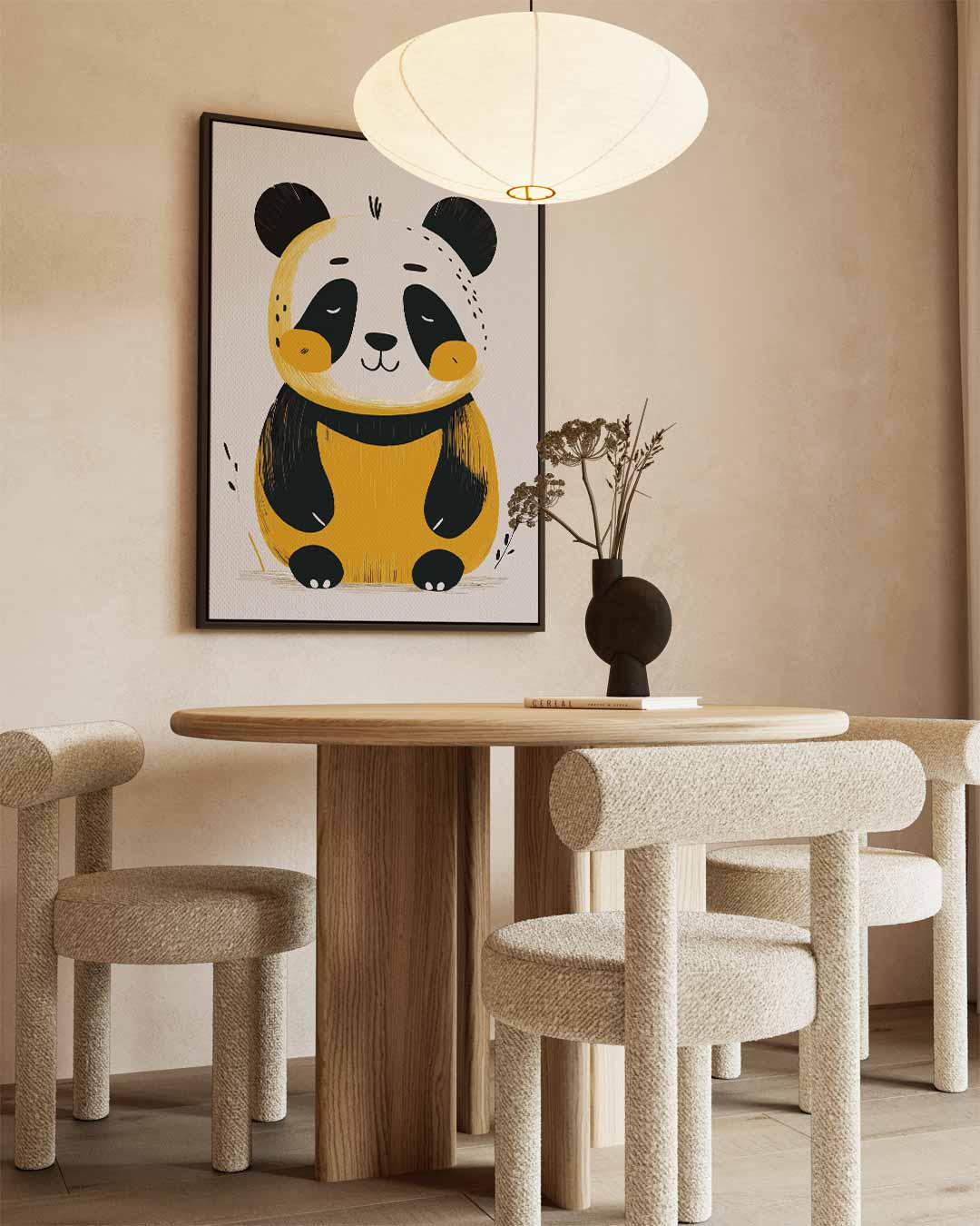 Schattige Panda Illustratie Kunstwerk-canvas-dibond-plexiglas-wanddecoratie-WallArtistic