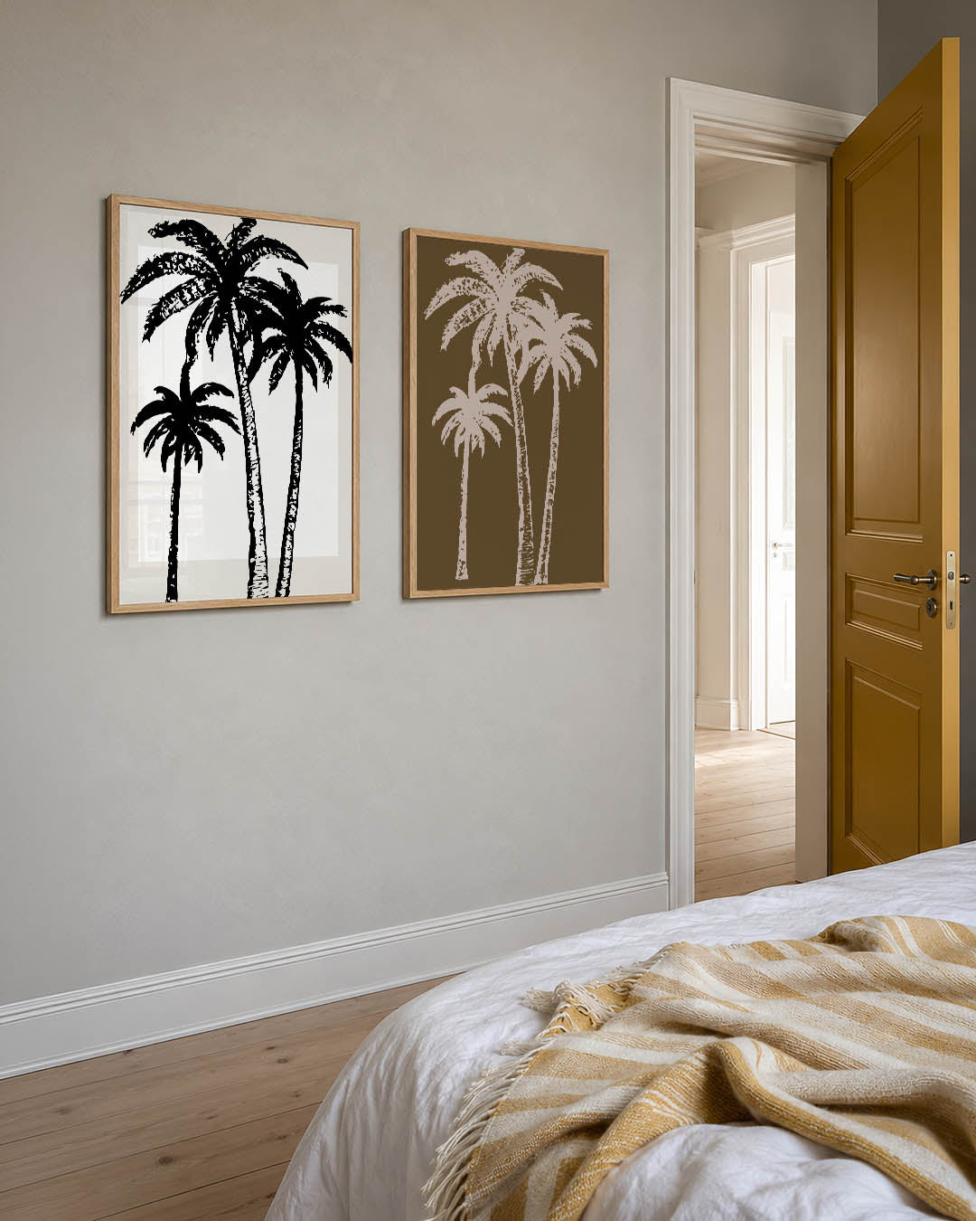 Zwart wit palmen Posterset