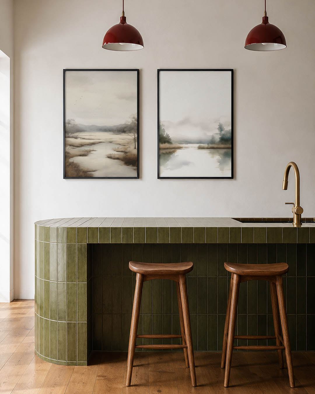 Rustige landschapsweergave Posterset